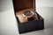 Luxury mens wristwatch displayed and packaged in a box