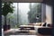 Luxury minimalistic modern apartment home with jungle views living room