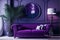 Luxury modern interior of living room ,Ultraviolet home decor concept ,purple sofa. Generative AI