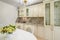 Luxury modern neoclassic beige kitchen interior