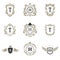 Luxury monogram logos templates vector objects set