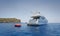 Luxury motor yacht on mooring