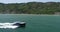 Luxury motor yacht in navigation, aerial view