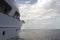 A luxury motorboat on the sea and a horizon and cloudscape in summer