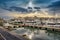 Luxury motorboats and yachts at the dock. Marina Zeas, Piraeus,Greece