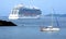 Luxury Ocean Liner departing St. Peter Port, Guernsey