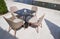 Luxury outdoor wicker furniture with marble table