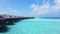 Luxury overwater villas in The Maldives, Drone reveals luxury hotel bungalows. High quality 4k footage. Pan right