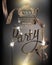 Luxury Party banner with elegand beautiful ribbon with circle pattern and sparkler letters.