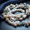 luxury pearl necklace close-up rare precious stone.