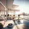 Luxury penthouse terrace, featuring a swimming pool with a stunning view overlooking Miami, Generative Ai