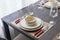 Luxury plate setting on dinning table