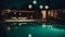 Luxury poolside relaxation in modern illuminated design generated by AI