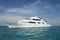 Luxury private motor yacht sailing at sea