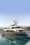 luxury private yacht, motor boat CHECKMATE with 5 cabins from Benetti shipyards in Mediterranean Sea in marina of Spanish city
