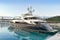 luxury private yacht, superyacht CHECKMATE with 5 cabins from Benetti shipyards in Mediterranean Sea in marina of Spanish city