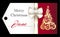 Luxury red Christmas name tag with golden ornament