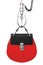 Luxury Red Leather Women Bag in Chrome Robotic Claw. 3d Rendering