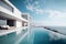 Luxury residential minimalist villa with pool view generative AI
