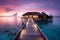 Luxury resort concept Maldives beachscape, sunset serenity, and endless sea