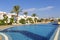 Luxury resort on the Red Sea, hotel and swmming pool, typical Arabic architecture, Sharm el Sheikh, Egypt