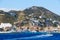 The luxury resorts hotels and waterfront homes on top of the hill on a sunny day near Cabo San Lucas, Mexico