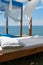 Luxury and romantic bed on the seashore for relaxing holidays