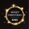 Luxury round luminous christmas gold banner. Gold circle frame with shining small dust particles PNG. Christmas logo for