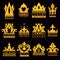 Luxury royal brand emblem with gold crowns set