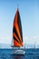 Luxury sailing boats participate in yacht regatta.