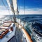 Luxury sailing ship. Yacht sailing in an open sea.