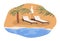 Luxury sand beach, sea resort with two chaise longues, deck chairs. Private premium seacoast with empty personal sunbeds