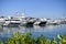 Luxury sea boats docked in yacht berth in Miami, USA