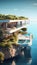 Luxury Seafront Cliffside Villa in Uber Futuristic Style. Generative ai