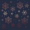 Luxury seamless winter pattern with rose gold snowflakes and navy blue background