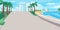 Luxury seaside resort boulevard flat color vector illustration