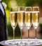 Luxury service, glasses of champagne served by a waiter at a wedding celebration or event in formal English style at luxurious