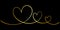 Luxury Shining Gold. Hand drawn Continuous line drawing of hearts. Wedding, love and relationships background. Doodle vector