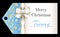 Luxury sky blue Christmas name tag with golden sno