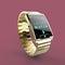 Luxury smart watch with meatl bracelet isolated on color background