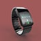 Luxury smart watch with meatl bracelet isolated on color background