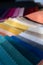 Luxury soft colorful velvet samples with jagged edges in different colors