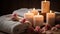 Luxury spa treatment candlelight, aromatherapy, massaging, petal, relaxation beauty generated by AI