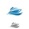 Luxury speed boat vector concept design on the ocean with simple blue wave