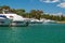 Luxury speed boats parked on a marina, Greece