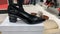 Luxury spring sommer women`s shoes.  Fashionable woman shoe. Women`s leather high heel shoe
