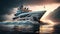 Luxury superyacht sailing in the sea. Generative AI