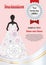 Luxury template wedding poster, greeting card. Bride in dress with white flowers. Place for your text or congratulations