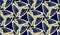 Luxury Textile Design. Royal Blue Seamless Ornament. Indigo Golden Vintage Texture. Geometric Tapestry Pattern. Abstract Brocade