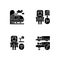 Luxury train service black glyph icons set on white space